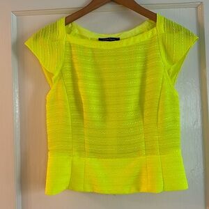 nanette lepore neon yellow fitted blouse. size small.